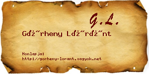 Görheny Lóránt névjegykártya